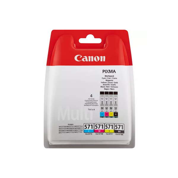 multipack canon cli-571bk-c-m-y 0386c005Â cartuccia originale per canon pixma mg5700 mg6800 mg7700 571bk-c-m-y