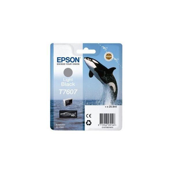 epson t7607 light nero c13t76074010 cartuccia originale orca per epson surecolor sc-p600 capacitÃ  25.9ml