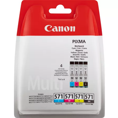 multipack canon cli-571bk-c-m-y 0386c005Â cartuccia originale per canon pixma mg5700 mg6800 mg7700 571bk-c-m-y