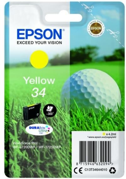 originale t3464 gialla per epson workforce pro wf3720dwf, wf3725dwf c13t34644010 capacita 4,2ml