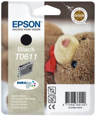 epson t0611 nera c13t06114010 cartuccia originale per epson stylus d68,d88,dx3800,3850,4200,4800 c13t06114020 capacita 8ml