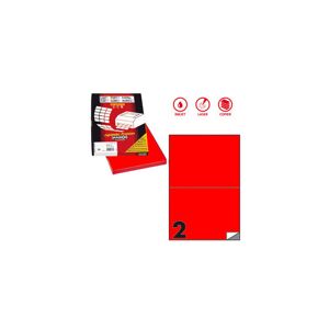 etichette adesive c/509 - in carta - permanenti - 210 x 148,5 mm - 2 et/fg - 100 fogli - rosso fluo - markin