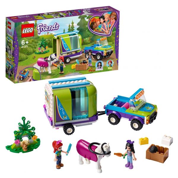 lego friends - il rimorchio dei cavalli di mia - set di espansione del maneggio, buggy 4x4, mini-doll di mia ed emma - 41371