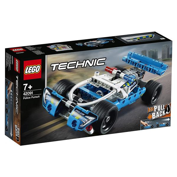 lego technic - inseguimento della polizia - macchina dotata di motore pull-back - 42091