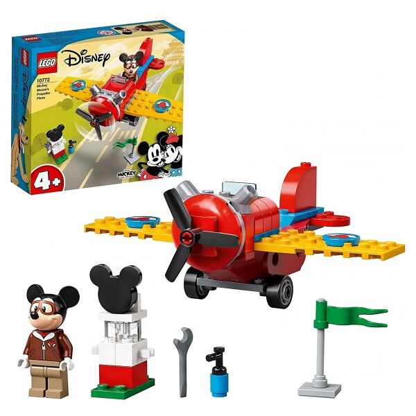 lego disney - l'aereo a elica di topolino - lego 10772 topolino vestito da pilota e una tessera esclusiva anni 4+