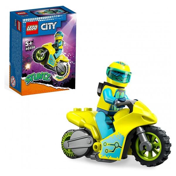 lego city stuntz - cyber stunt bike - lego 60358 con motore carica e vai per salti e acrobazie anni 5+
