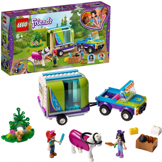 lego friends - il rimorchio dei cavalli di mia - set di espansione del maneggio, buggy 4x4, mini-doll di mia ed emma - 41371