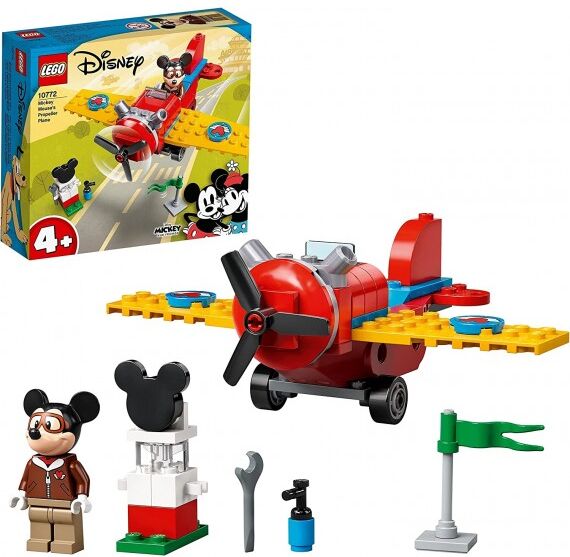 lego disney - l'aereo a elica di topolino - lego 10772 topolino vestito da pilota e una tessera esclusiva anni 4+