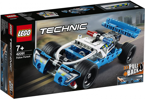 lego technic - inseguimento della polizia - macchina dotata di motore pull-back - 42091