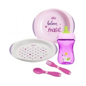 Chicco All You Need - Set Per La Pappa 12 Mesi+ Piatti Posatine E Tazza rosa