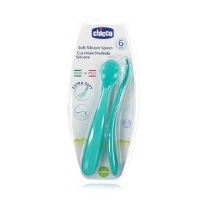 Chicco Cucchiaio morbido in silicone 6m+ bipack colore azzurro