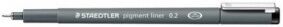 Staedtler Pigment Liner 308 - 10 penne a punta fine - Tratto 0,2 mm Nero