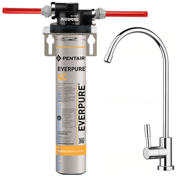 depuratore acqua everpure kit 4c con filtro everpure 4c testa ql1 e rubinetto kit everpure 4c testa ql3b e rubinetto