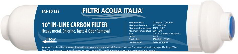 Filtro In Linea A Carbone 2x10" Micron 5 - T33 Filtri Acqua Italia®