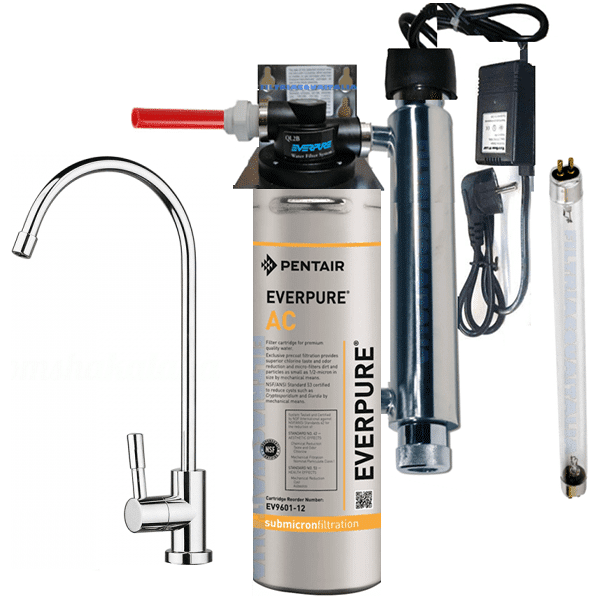 depuratore acqua kit everpure ac con sterilizzatore uv testa ql1 e rubinetto depuratore acqua kit everpure ac con sterilizzatore uv testa ql2b e rubinetto