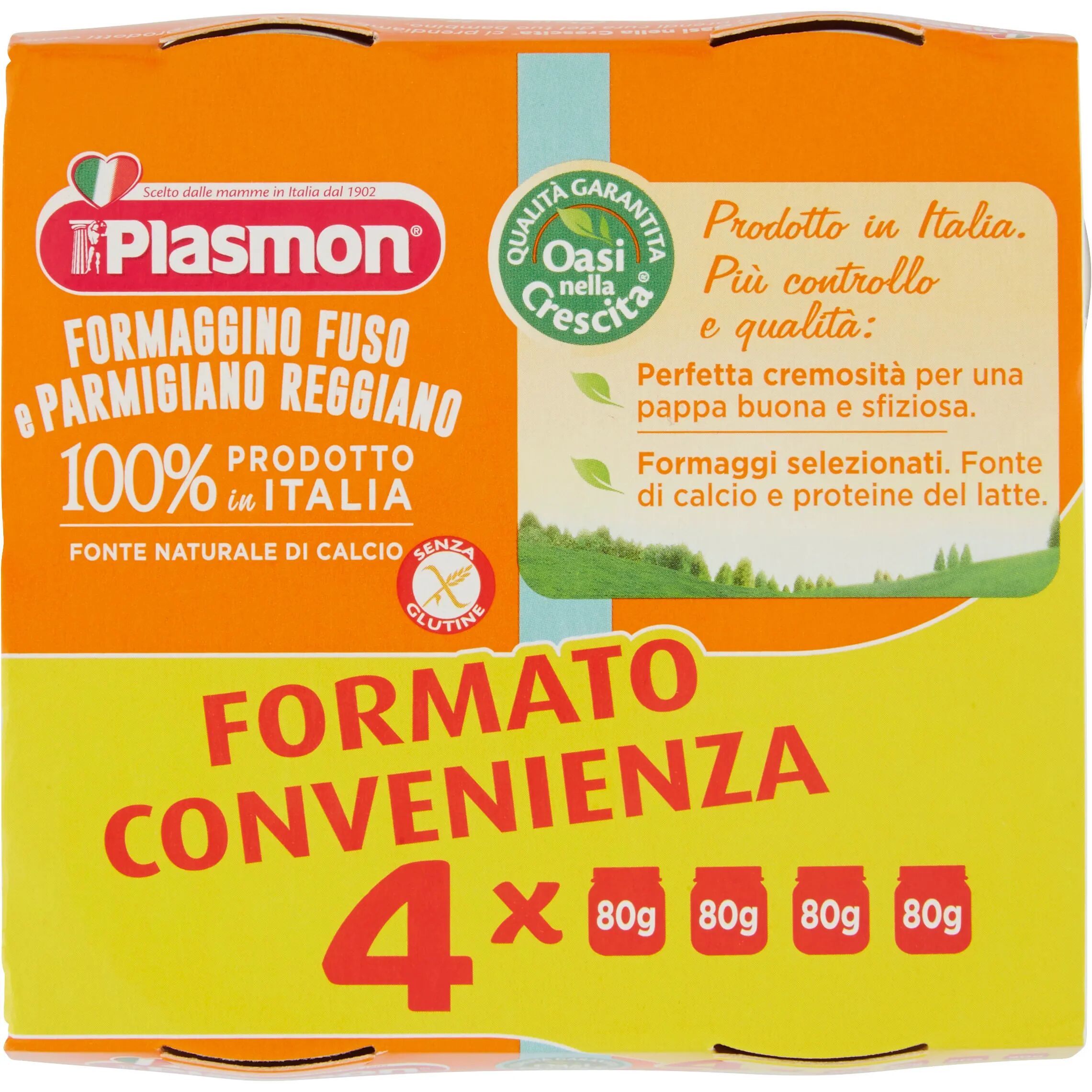 PLASMON (HEINZ ITALIA SPA) Plasmon Omogeneizzato Formaggino Fuso/Parmigiano Reggiano 4x80g 4Mesi+