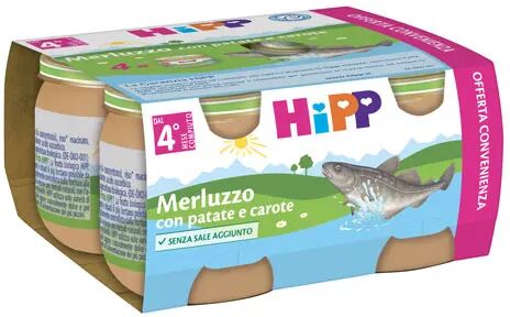 HIPP ITALIA SRL Hipp Omogeneizzato Merluzzo Carote E Patate 4x80g