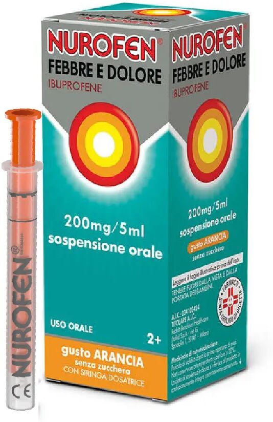 Nurofen Febbre E Dolore Bambini 200mg/5ml Sospensione Orale Arancia 100ml