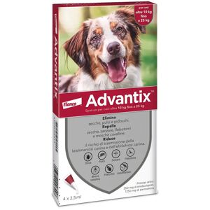 Amicafarmacia Advantix Spot On Per Cani da 10 A 25 Kg Soluzione 4 Pipette da 2,5ml