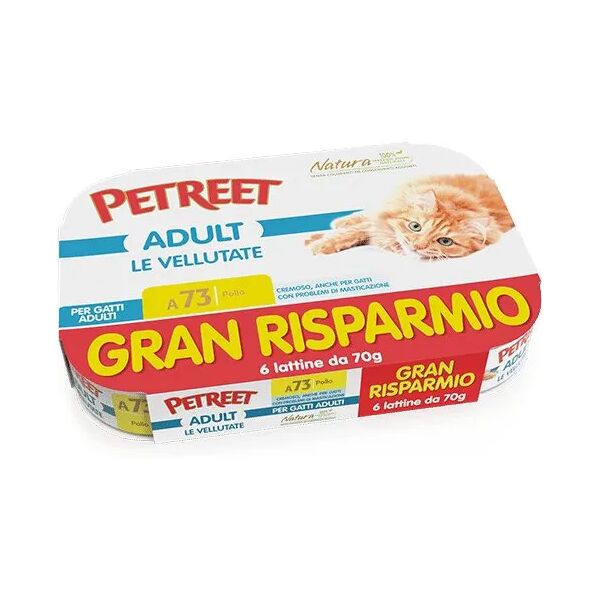 amicafarmacia petreet vellutate pollo cibo umido gatto adulto 6x70g