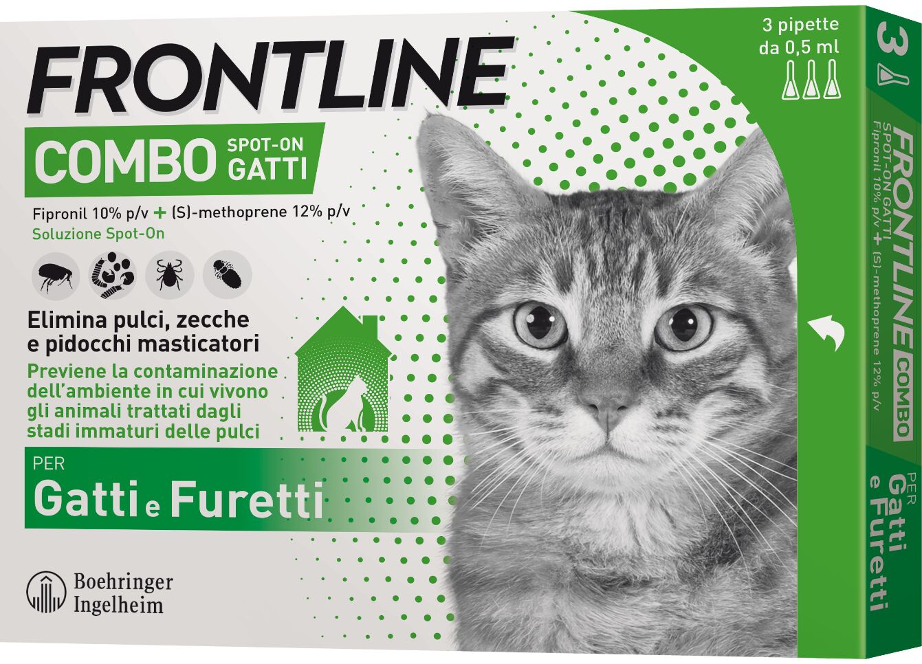 amicafarmacia frontline combo soluzione spot-on gatti e furetti 3x0,5ml