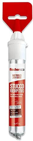 Fischer Stucco Veloce NTJH con Spatola Integrata per Coprire Fori e Crepe, Bianco, per Muro, Intonaco, Cartongesso, 552152