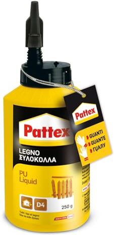 Pattex Adesivo Legno pu Liquid, per Incollaggio di Manufatti in Legno, Resiste a Forte Umidità, Serramenti, Mobili da Giardino 250 g