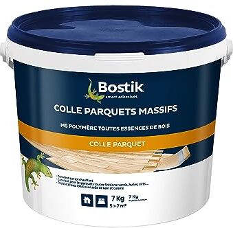 Bostik - Colla per pavimenti massicci - MS Polymer - Interno - Tutte le essenze di legno - Tutte le finiture - Resistente all'acqua - Senza solventi - Colore: Bianco - 1 vaso da 7 kg