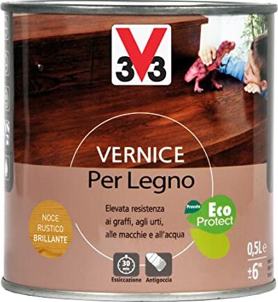 V33 Vernice per Legno Noce Rustico Brillante 0,5 L