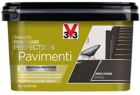 V33 Smalto Rinnovare Perfection Pavimenti Grigio Catrame Satinato 2 L