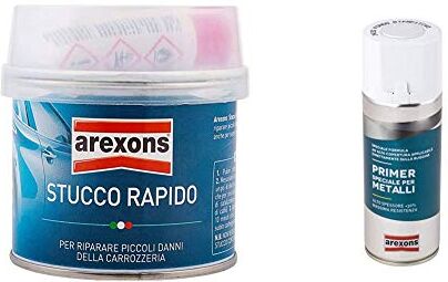 Arexons 0190197 8454 Stucco Rapido Faidate Gr200, Grigio Chiaro & 3432 Speciale Metalli Fondo Riempitivo, 400 Ml