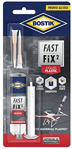 BOSTIK Fast Fix2 Liquid Plastic colle bicomponenti super forte e rapida, pronta all'uso, per materiali plastici 10g trasparente