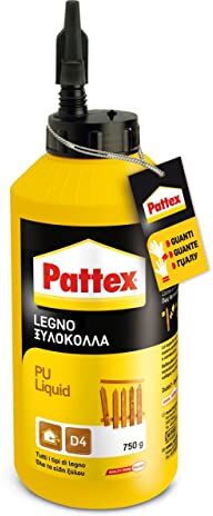 Pattex Adesivo Legno Pu Liquid, per Incollaggio di Manufatti in Legno, Resiste a Forte Umidità, Serramenti, Mobili da Giardino 750 g