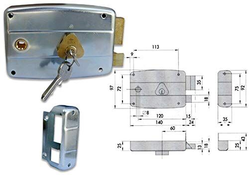 CISA 150471601, Serratura da Applicare a Cilindro per Portoncino, Entrata 60 mm, Quadro Maniglia Passante, Mano Destra