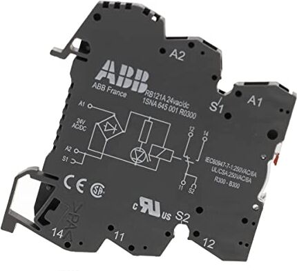 ABB – Relè di interfaccia rb121 a-24 VAC/DC R600 1 WE, A2 = 24 V AC/DC, 10 mA 250 V/6 A, LED 1sna645001r0300