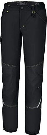 Beta - 7600N XXL ​​- Pantaloni "work trekking" slim fit neri con dettagli verdi fluo in nylon e tessuto elasticizzato, multitasche, estremamente pratici, comodi e durevoli, resistenti alle abrasioni