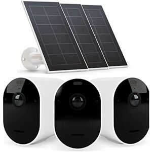 Arlo Pro 4 XL, 3 Telecamere di Videosorveglianza 2K con 3 Pannelli Solari, Visione Notturna a Colori, Allarme Intergato, 12 Mesi di Batteria, Non Necessita SmartHub, 90 giorni Secure Inclusi