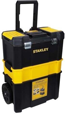 Stanley ‎STST1-80151 Carrello Porta Utensili Con Tre Livelli Di Stoccaggio, Capacità Di Carico 20 Kg, Nero Giallo