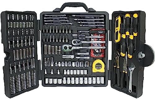 Stanley STHT5-73795 Set di utensili meccanici 210 pezzi, Coltello, Flessometro 5m, Giraviti, Chiavi, Pinze, Chiavi esagonali, Bit per cacciavite, Finitura cromata