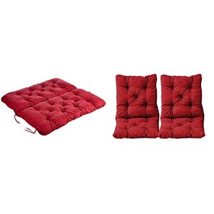Ambientehome – Set di 2 cuscini seduta e schienale per sedia Hanko, circa 50 x 98 x 8 cm, imbottito & Bank Hanko Cuscino con schienale, Rosso, 100 x 98 x 8 cm