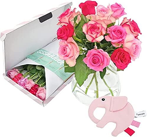 BloomPost Regalo floreale - It's A girl - Baby Gift - Bouquet di rose rosa - Fiori freschi consegnati - Consegna gratuita