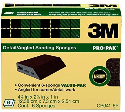 3M CP041-6P Spugna abrasiva, 7,5 cm da 12,5 cm da 2,5 cm, grana media, 6 spugne, colore nero