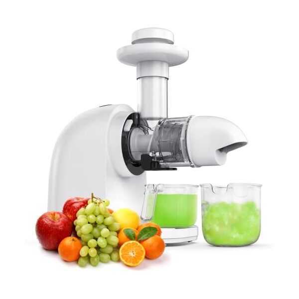 CRXC Estrattori di Succo a Freddo, Estrattore di Frutta e Verdura 70RPM Slow Juicer con Funzione Anti-Intasamenti, Rete per Gelato e Colino per Succo, 150W