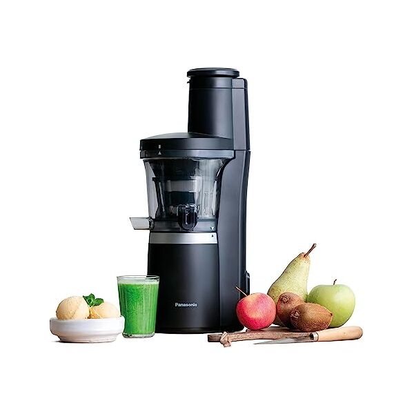 Panasonic MJ-L700KXE Slow Juicer, Estrattore di Succo Senza Lame, Accessorio Sorbetti, Imbocco Largo per Frutta/Verdura Intera, Design Salvaspazio, 150W, Nero