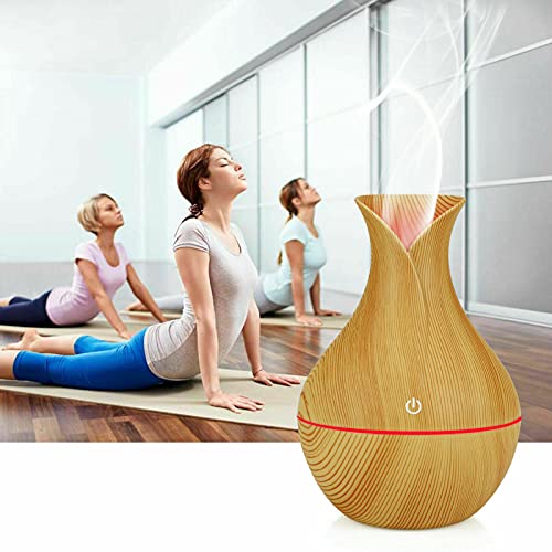 Fair Shop Diffusore di Oli Essenziali Profumatore per Ambienti Umidificatore Ambiente 130 ML Diffusore Ambiente Diffusore Arredamento Casa Vaporizzatore Aromi 7 Colori LED Legno chiaro