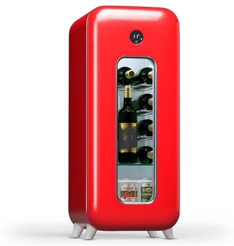 Klarstein Cantinetta Vino Refrigerata a Zona Singola per Interno/Esterni, Frigo Bar, Cantina Vino con Porta in Vetro, Mini Frigo Silenzioso, Frigorifero Piccolo Touch Control, 5-18°C, 15 Bottiglie