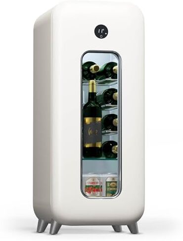 Klarstein Cantinetta Vino Refrigerata a Zona Singola per Interno/Esterni, Frigo Bar, Cantina Vino con Porta in Vetro, Mini Frigo Silenzioso, Frigorifero Piccolo Touch Control, 5-18°C, 15 Bottiglie