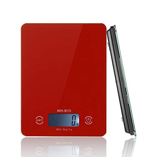 Dthlay cucina Bilance Balances de cuisine 5KG / 1G balances de cuisine numériques outils de mesure de rétroéclairage LCD G/LB/OZ balance de poids électronique pour la cuisson cuisson Tare Fuctiopn-Red_CHINA