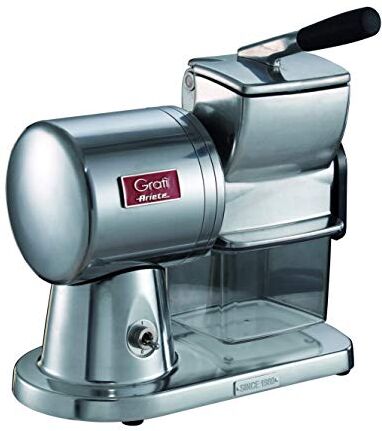 Ariete Gratì Superior 449, Grattugia Elettrica Professionale in Alluminio Pressofuso per Formaggio, Pane, Cioccolata, Frutta Secca, Motore ad Induzione, Facile da Pulire, 350W, Argento Lucido