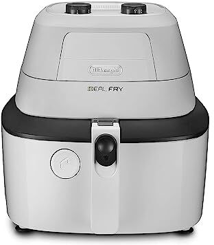 DeLonghi FH2101.W IDEALFRY Friggitrice ad Aria Calda, Capacità 1Kg, Frittura Leggera e Sana, Pannello di Controllo Manuale, Vasca Removibile da 3,9L, Pratico Coperchio e Timer Regolabile, Bianco